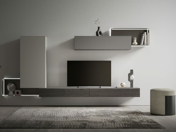LIQUID - Sectional wooden storage wall by Santalucia Mobili - view 2